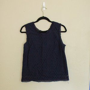 Merona Detailed and Lined Navy Top Sz Medium